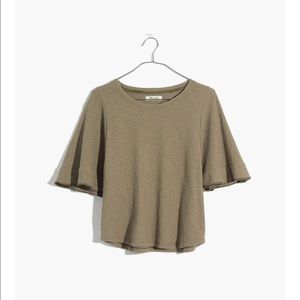Madewell olive flutter sleeve top